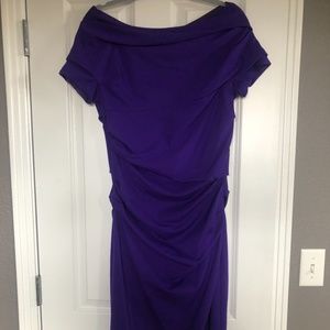 Escada Cap-Sleeve Ruched Midi Dress